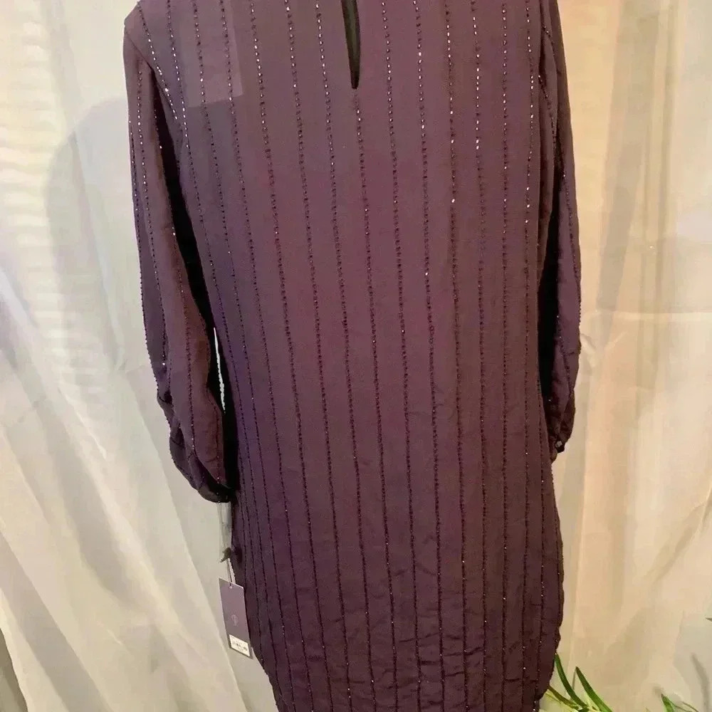 NWT Jennifer Lopez  Navy Blue Beaded Dress Size L - Picture 5 of 7